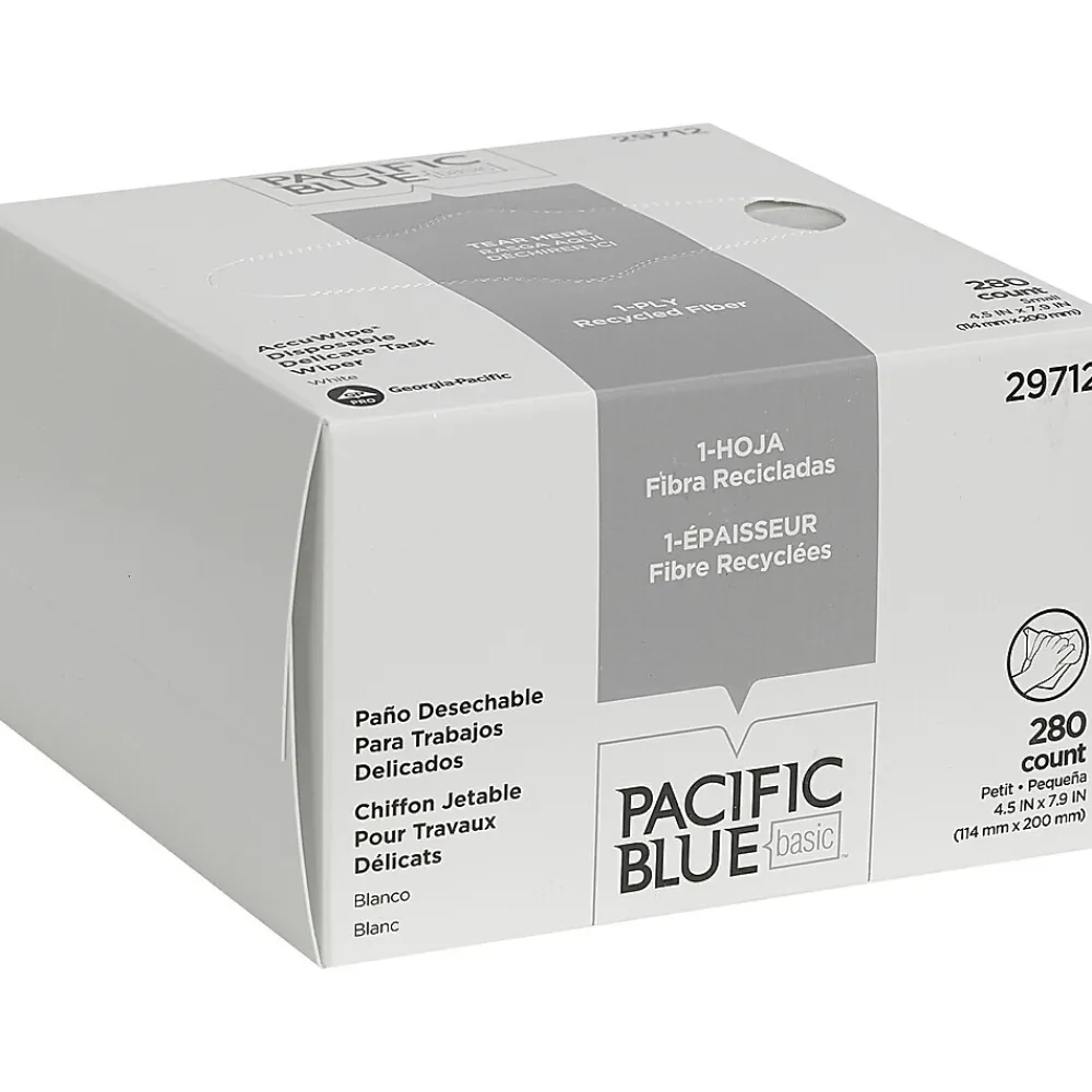 AccuWipe Fiber/Bagasse Cleaning Wipers, 7.9" x 4.5", White, 280 Wipers/Box, 60/Carton (29712CT)<Pacific Blue Basic Outlet