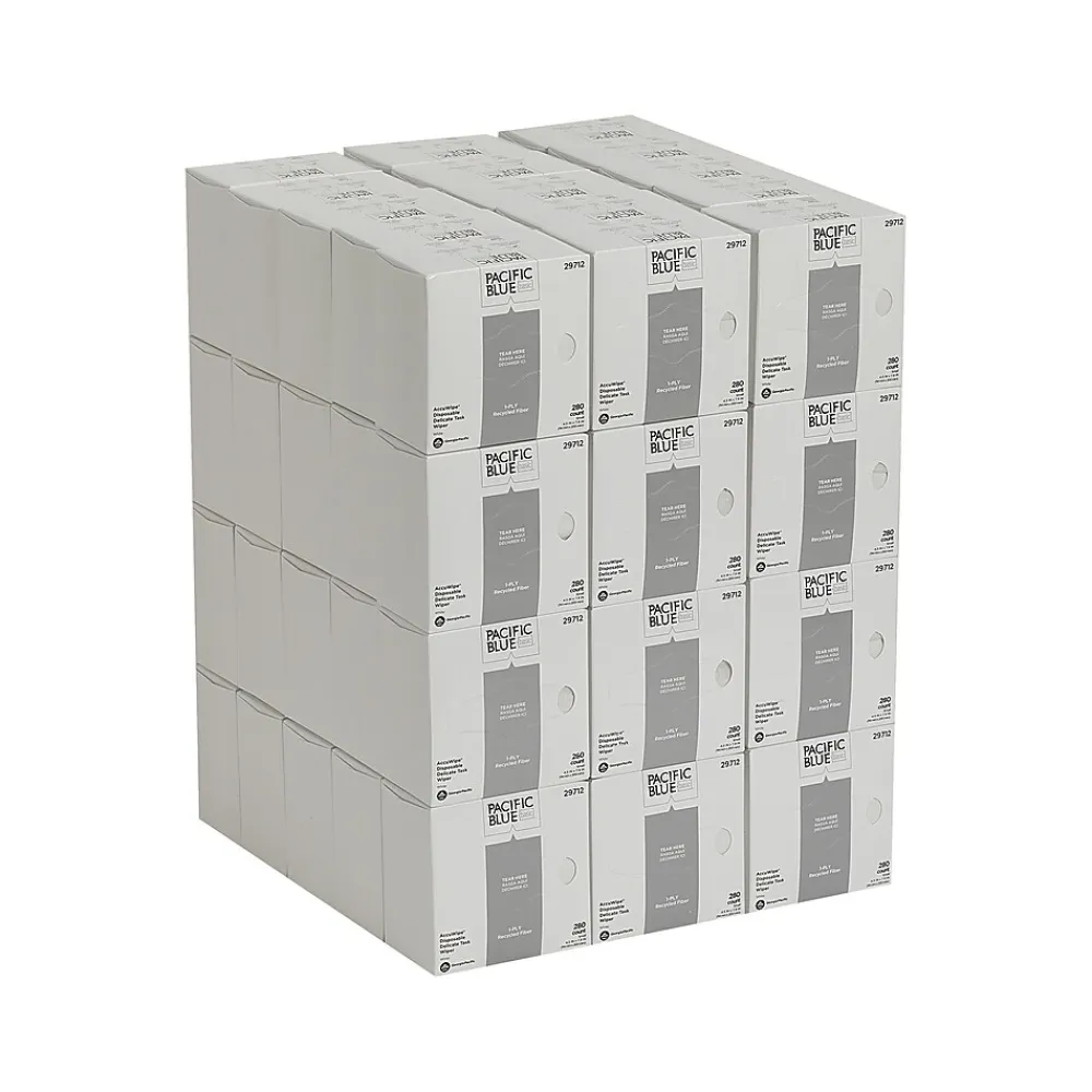 AccuWipe Fiber/Bagasse Cleaning Wipers, 7.9" x 4.5", White, 280 Wipers/Box, 60/Carton (29712CT)<Pacific Blue Basic Outlet