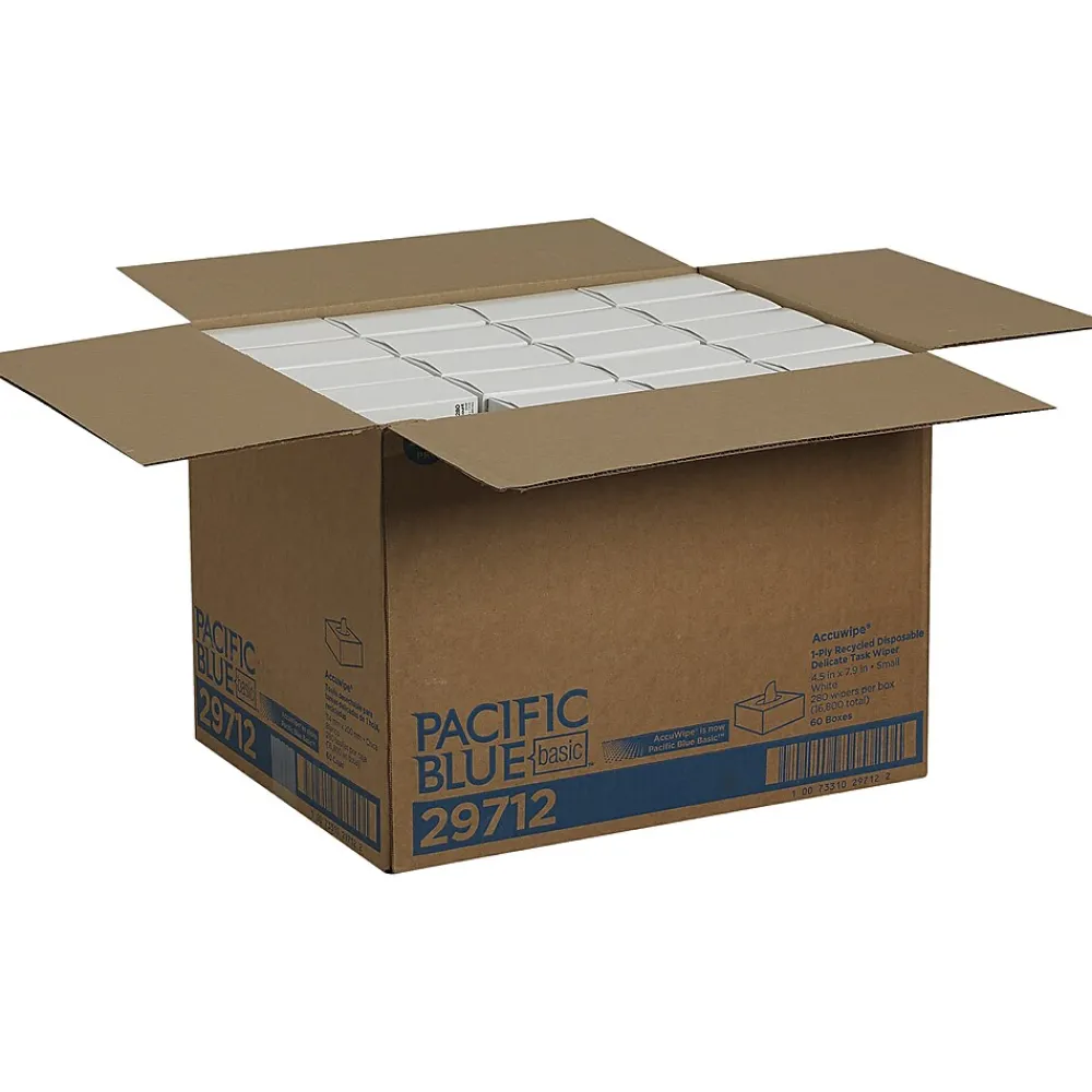 AccuWipe Fiber/Bagasse Cleaning Wipers, 7.9" x 4.5", White, 280 Wipers/Box, 60/Carton (29712CT)<Pacific Blue Basic Outlet