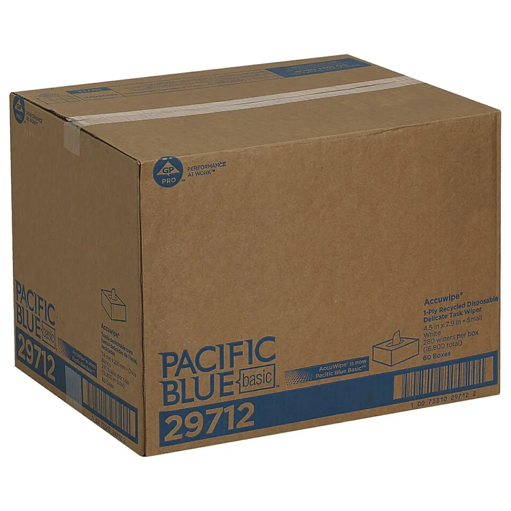 AccuWipe Fiber/Bagasse Cleaning Wipers, 7.9" x 4.5", White, 280 Wipers/Box, 60/Carton (29712CT)<Pacific Blue Basic Outlet