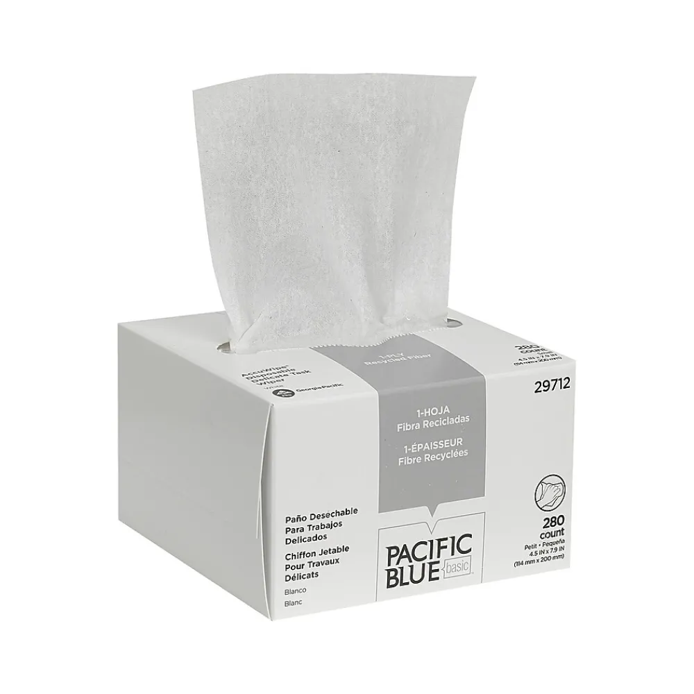 AccuWipe Fiber/Bagasse Cleaning Wipers, 7.9" x 4.5", White, 280 Wipers/Box, 60/Carton (29712CT)<Pacific Blue Basic Outlet