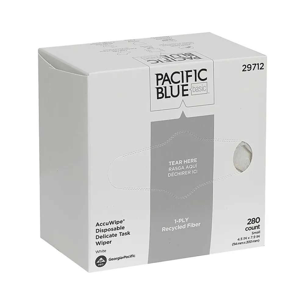 AccuWipe Fiber/Bagasse Cleaning Wipers, 7.9" x 4.5", White, 280 Wipers/Box, 60/Carton (29712CT)<Pacific Blue Basic Outlet