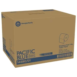 Recycled Toilet Paper, 1-Ply, White, 1210 Sheets/Roll, 80 Rolls/Carton (1458001/14500)<Pacific Blue Basic Clearance