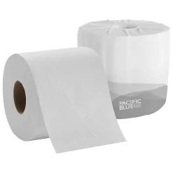 Recycled Toilet Paper, 1-Ply, White, 1210 Sheets/Roll, 80 Rolls/Carton (1458001/14500)<Pacific Blue Basic Clearance