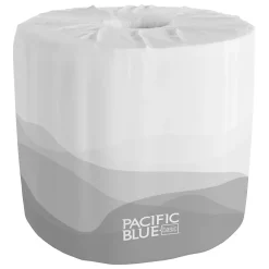 Recycled Toilet Paper, 1-Ply, White, 1210 Sheets/Roll, 80 Rolls/Carton (1458001/14500)<Pacific Blue Basic Clearance