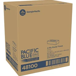Facial Tissue, 2-ply, 100 Tissues/Box, 30 Boxes/Carton (48100)<Pacific Blue Select Sale