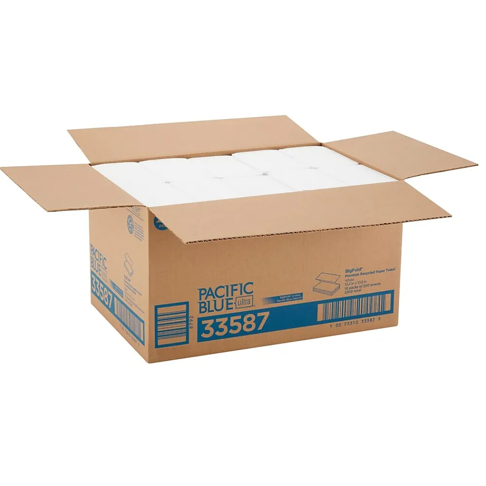 Pacific Blue Ultra Recycled C-Fold Paper Towels, 1-ply, 220 Sheets/Pack, 10 Packs/Carton (33587)