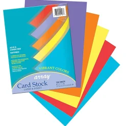Card Stock*Pacon Array 65 lb. Cardstock Paper, 8.5" x 11", Assorted Colors, 100 Sheets/Pack, 2 Packs/Bundle (PAC101167)