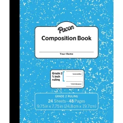 Composition Notebooks|Pacon Composition Notebooks, 7.75" x 9.75", Wide Ruled, 24 Sheets, Blue, 24/Bundle (PACMMK37138-24)