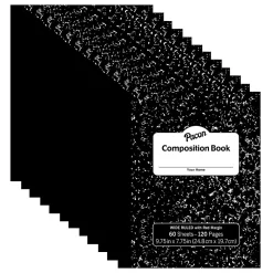 Composition Notebooks|Pacon Composition Notebooks, 9.75" x 7.5", Wide Ruled, 60 Sheets, Black, 12/Bundle (PACMMK37130-12)