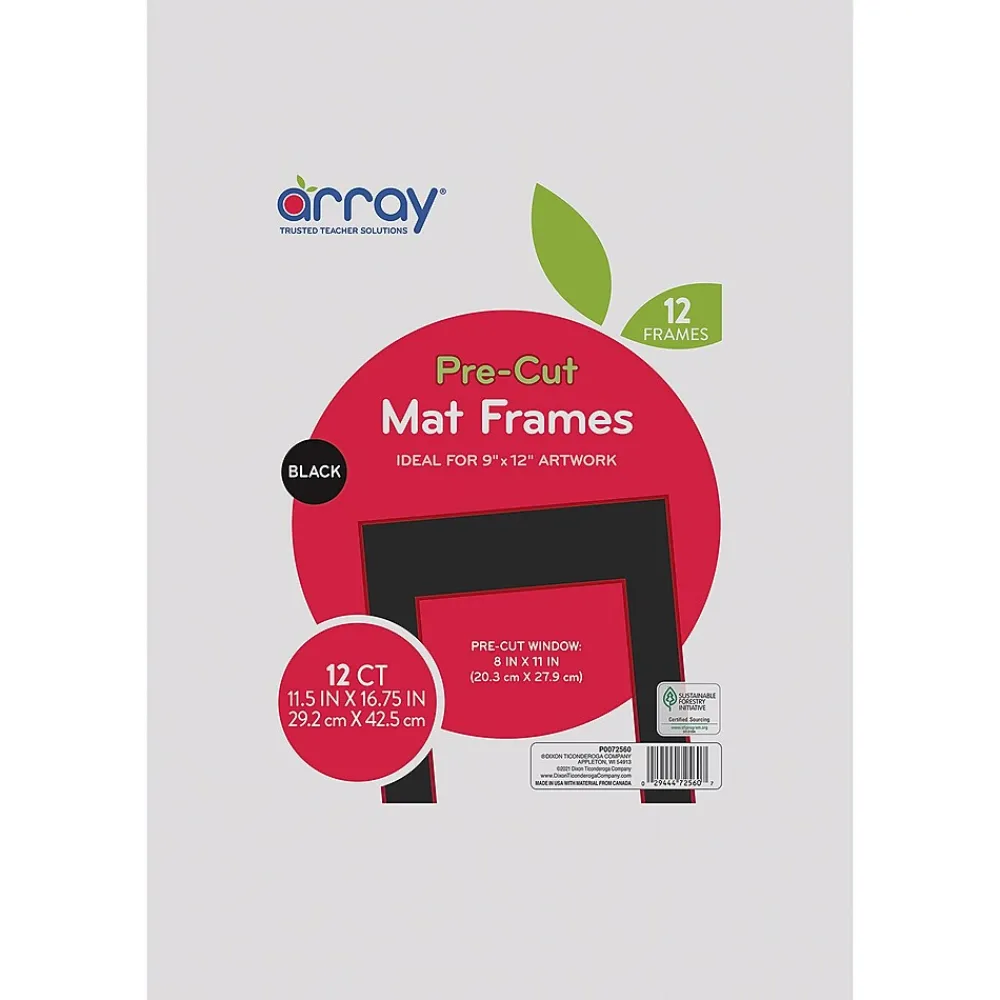 Photo Paper*Pacon ® Pre-Cut Mat Frames, 11.5" x 16.75" Frame, 8" x 10.75" Window, Black, 12 Per Pack, 2 Packs (PAC72560-2)