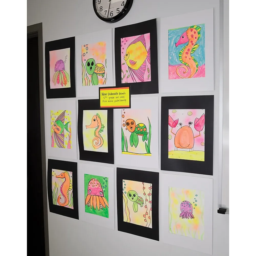 Photo Paper*Pacon ® Pre-Cut Mat Frames, 11.5" x 16.75" Frame, 8" x 10.75" Window, Black, 12 Per Pack, 2 Packs (PAC72560-2)