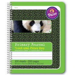 Journals|Pacon Spiral Bound Composition Book Hardcover Journal, 9.75" x 7.5", Green Panda (PAC2434)