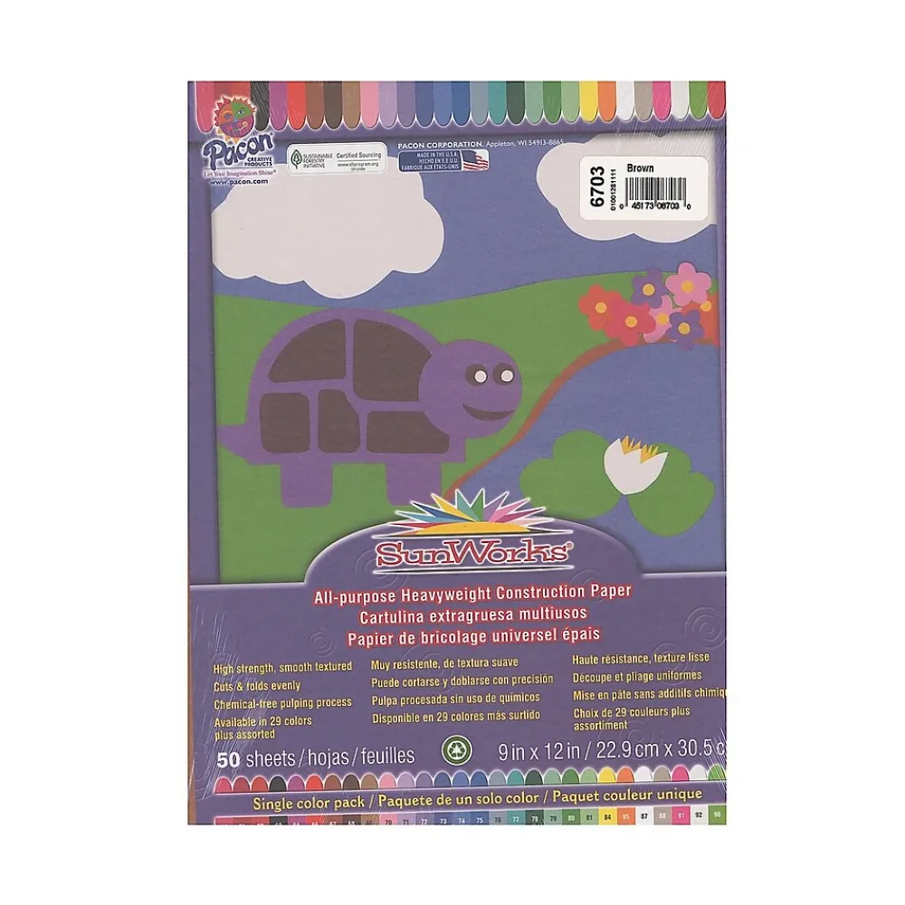 Construction Paper*Pacon Sunworks 9" x 12" Construction Paper, Brown, 50 Sheets/Pack, 5/Pack (29056-PK5)