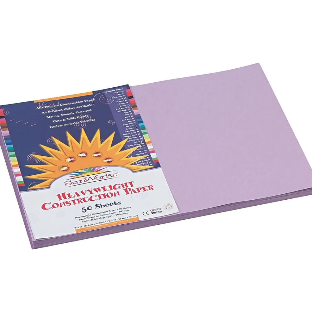 Construction Paper*Pacon SunWorks 12" x 18" Construction Paper, Lilac, 50 Sheets/Pack (7107)