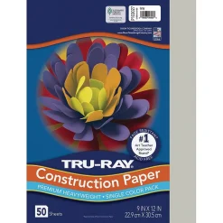 Construction Paper*Tru-Ray Pacon® Construction Paper 9" x12", Gray, 50 Sheets/Pack (PAC103027)