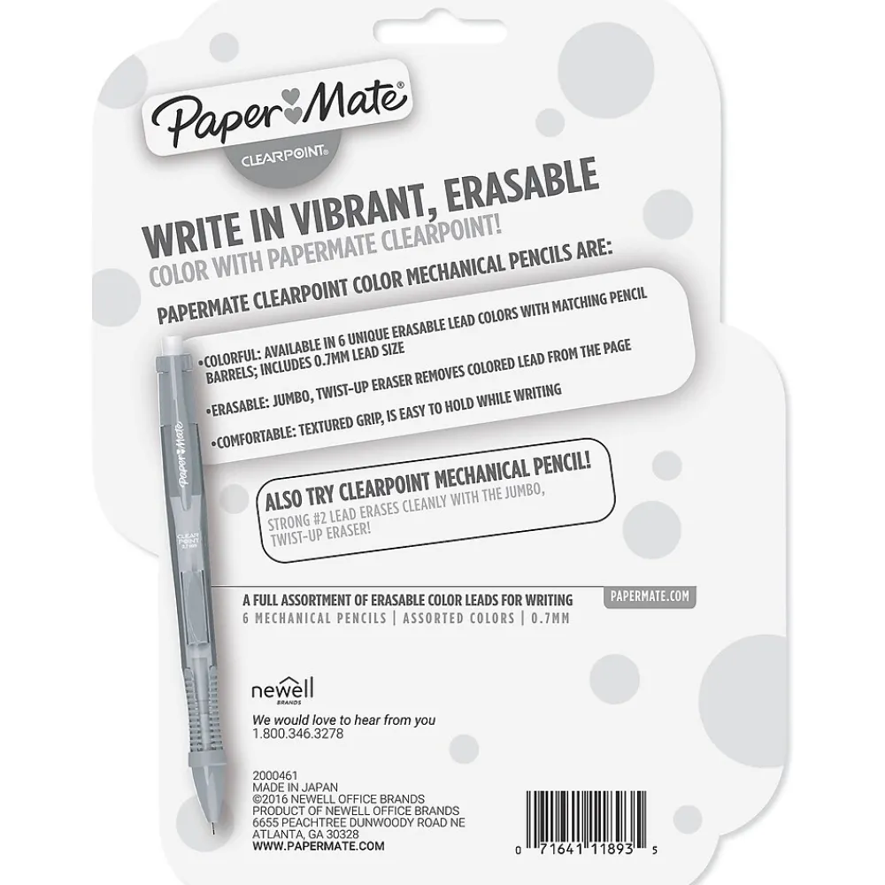 Pencils|Paper Mate ClearPoint Mechanical Pencil, 0.7mm, #2 Soft Lead, 6/Pack (1984678)