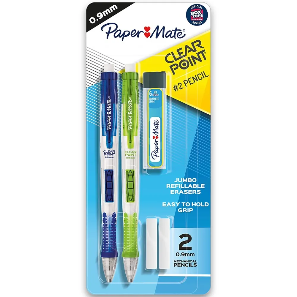Pencils|Paper Mate Clearpoint Mechanical Pencil, 0.9mm, #2 Medium Lead, 2/Pack (1759214)