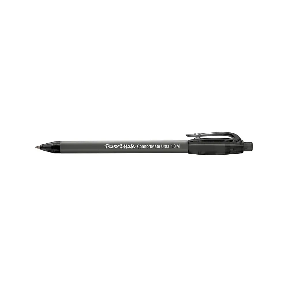 Pens|Paper Mate ComfortMate Ultra Retractable Ballpoint Pen, Medium Point, Black Ink, Dozen (6330187)