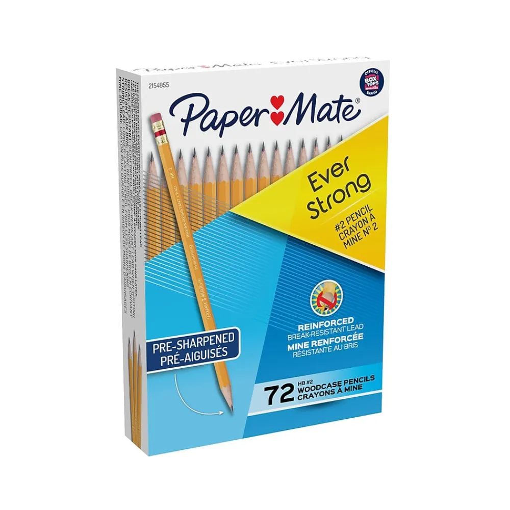 Pencils|Paper Mate EverStrong Erasable Woodcase Pencil, Black, 72/Box (2154955)