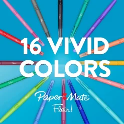 Pens|Paper Mate Flair DUAL Felt Pens, Twin Tip Point, Assorted Ink, 8/Pack (2181604)