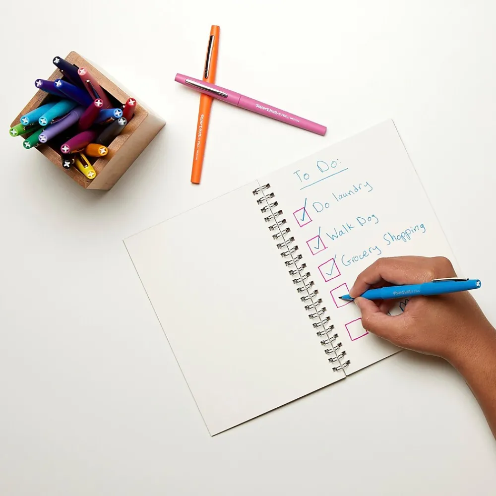Pens|Paper Mate Flair Felt Pens, Medium Point, 0.7mm, Black Ink, Dozen (8430152)
