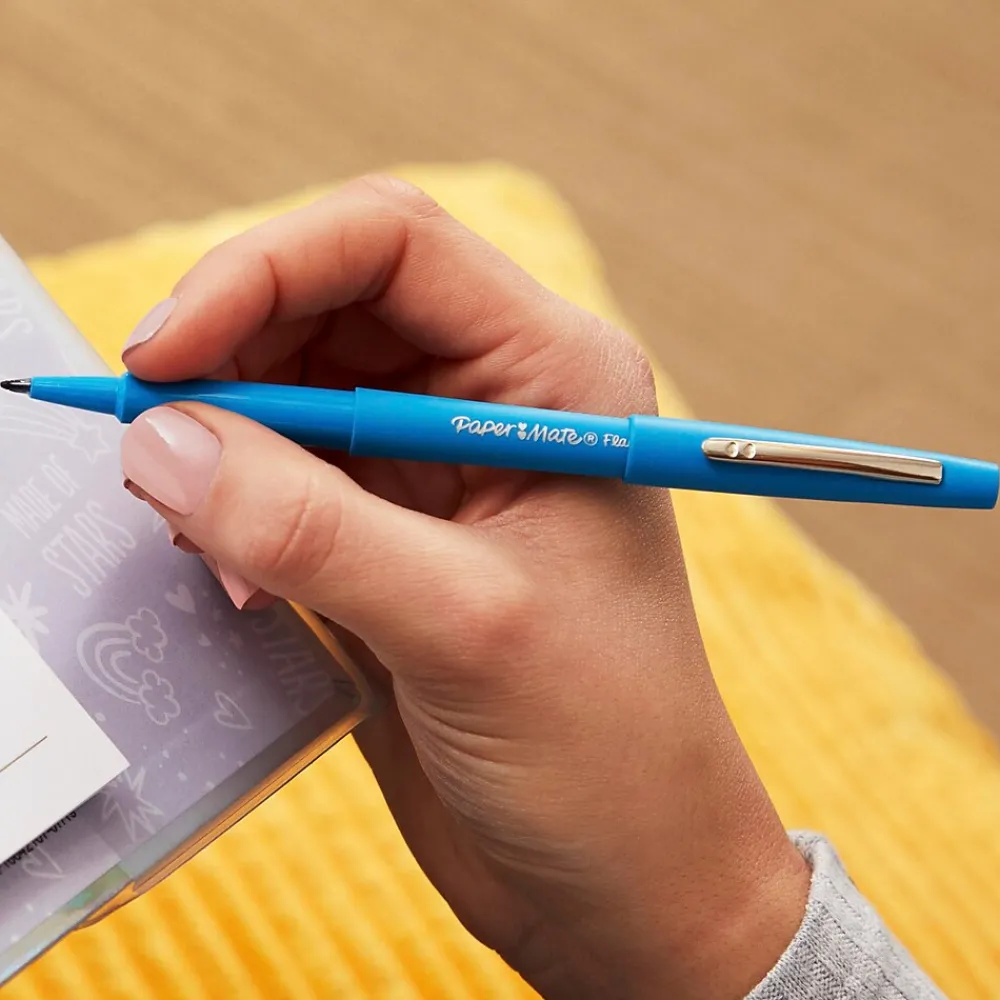 Pens|Paper Mate Flair Felt Pens, Medium Point, 0.7mm, Black Ink, Dozen (8430152)