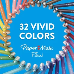 Pens|Paper Mate Flair Felt Pen, Medium Point, 0.7mm, Black Ink, 4 Pack (84344)