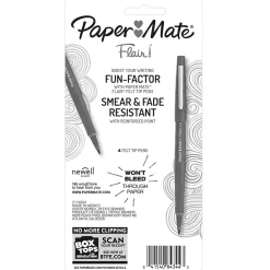Pens|Paper Mate Flair Felt Pen, Medium Point, 0.7mm, Black Ink, 4 Pack (84344)