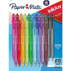 Pens|Paper Mate InkJoy 100 RT Retractable Ballpoint Pen, Medium Point, Assorted Ink, 20/Pack (1951396)