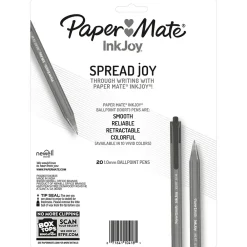 Pens|Paper Mate InkJoy 100 RT Retractable Ballpoint Pen, Medium Point, Black Ink, 20/Pack (1951395)