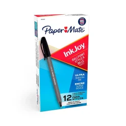 Pens|Paper Mate InkJoy 100ST Ballpoint Pen, Medium Point, Black Ink, Dozen (1951257)