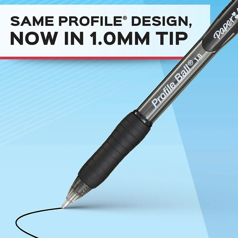 Pens|Paper Mate Profile Ballpoint Pen, Medium Point, Black Ink, 4 Pack (2113558)