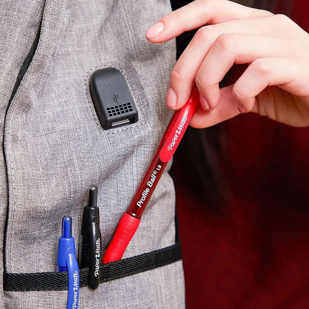 Pens|Paper Mate Profile Ballpoint Pen, Medium Point, Black Ink, 4 Pack (2113558)