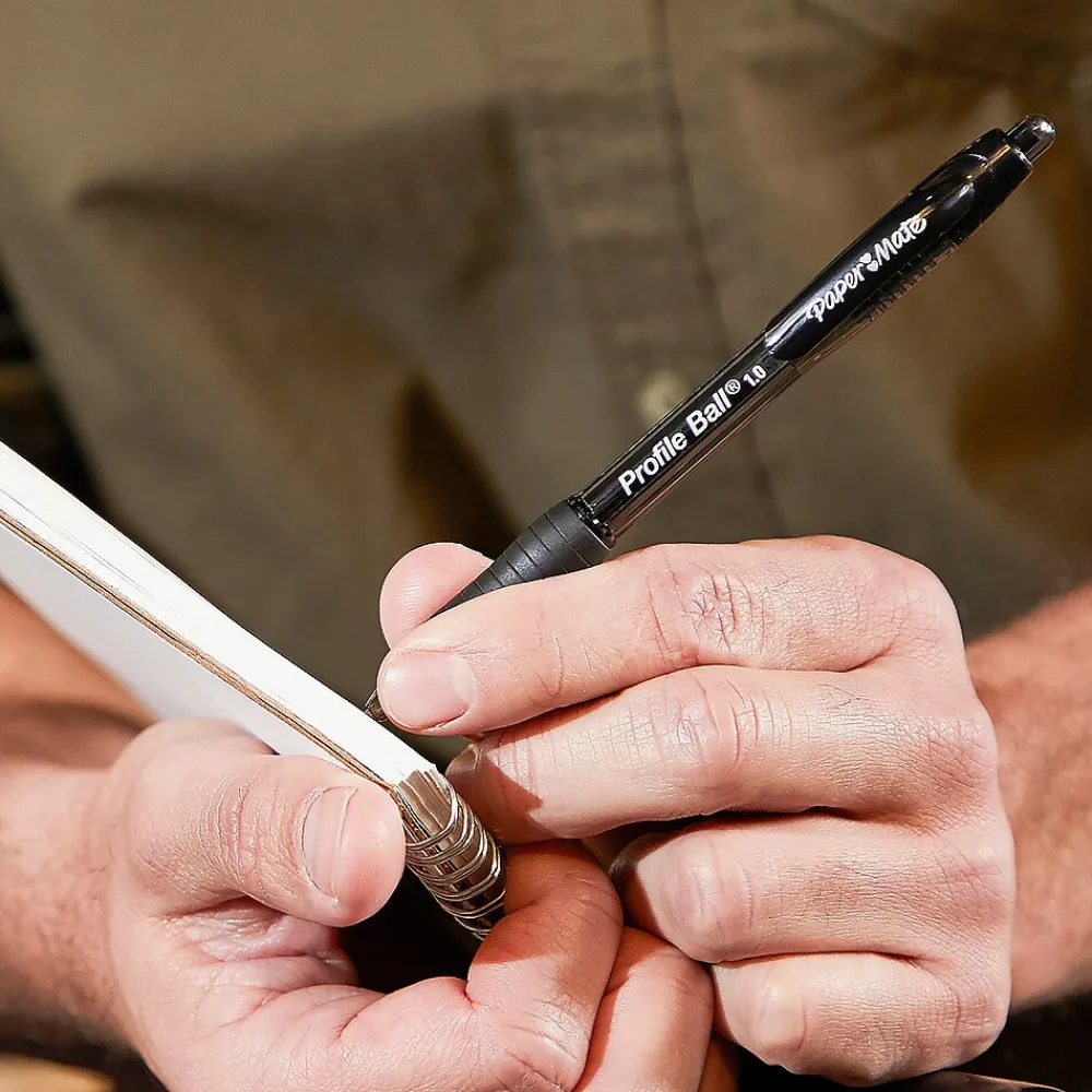 Pens|Paper Mate Profile Ballpoint Pen, Medium Point, Black Ink, 4 Pack (2113558)