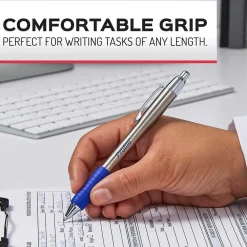 Pens|Paper Mate Profile Metal Barrel Retractable Ballpoint Pen, Medium Point, Blue Ink, 2/Pack (2130519)