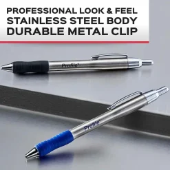 Pens|Paper Mate Profile Metal Barrel Retractable Ballpoint Pen, Medium Point, Black Ink, 2/Pack (2130513)