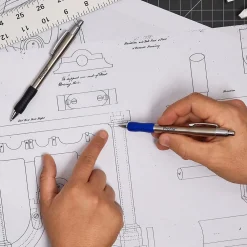 Pens|Paper Mate Profile Metal Barrel Retractable Ballpoint Pen, Medium Point, Black Ink, 2/Pack (2130513)