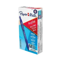 Pens|Paper Mate Profile Retractable Ballpoint Pen, Medium Point, Blue Ink, Dozen (2095462)