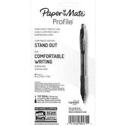 Pens|Paper Mate Profile Retractable Ballpoint Pen, Bold Point, Black Ink, 4/Pack (89471)