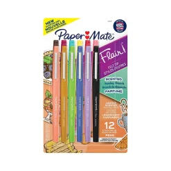 Pens|Paper Mate Sunday Brunch Scented Flair Pen, Medium Point, Assorted Ink, Dozen (2125359)