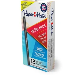 Pens|Paper Mate Write Bros. Ballpoint Pen, Medium Point, Black Ink, Dozen (33311)