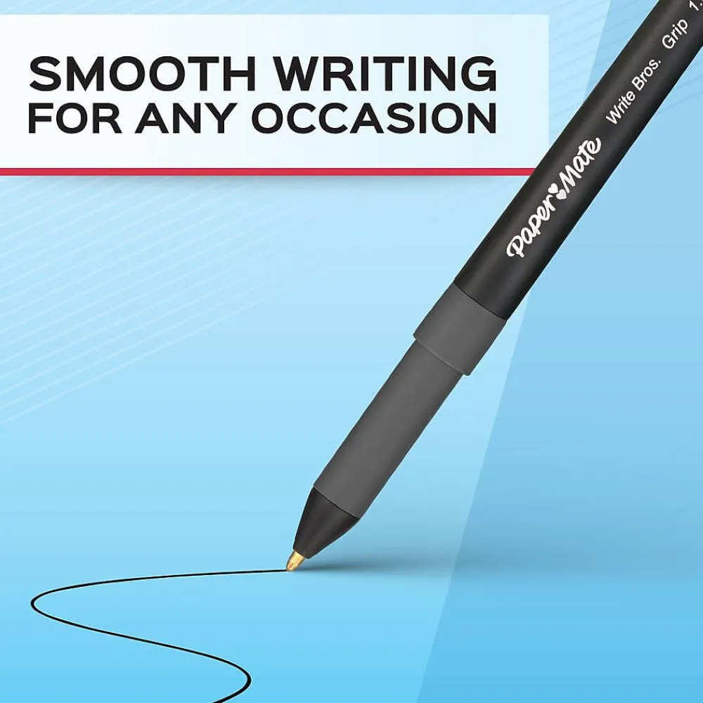 Pens|Paper Mate Write Bros. Grip Ballpoint Pen, Medium Point, Red Ink, Dozen (8808187)