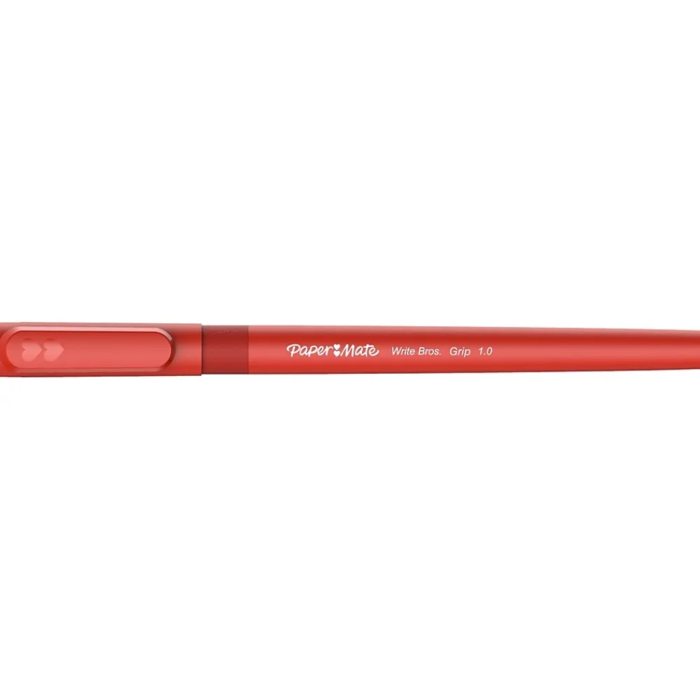 Pens|Paper Mate Write Bros. Grip Ballpoint Pen, Medium Point, Red Ink, Dozen (8808187)