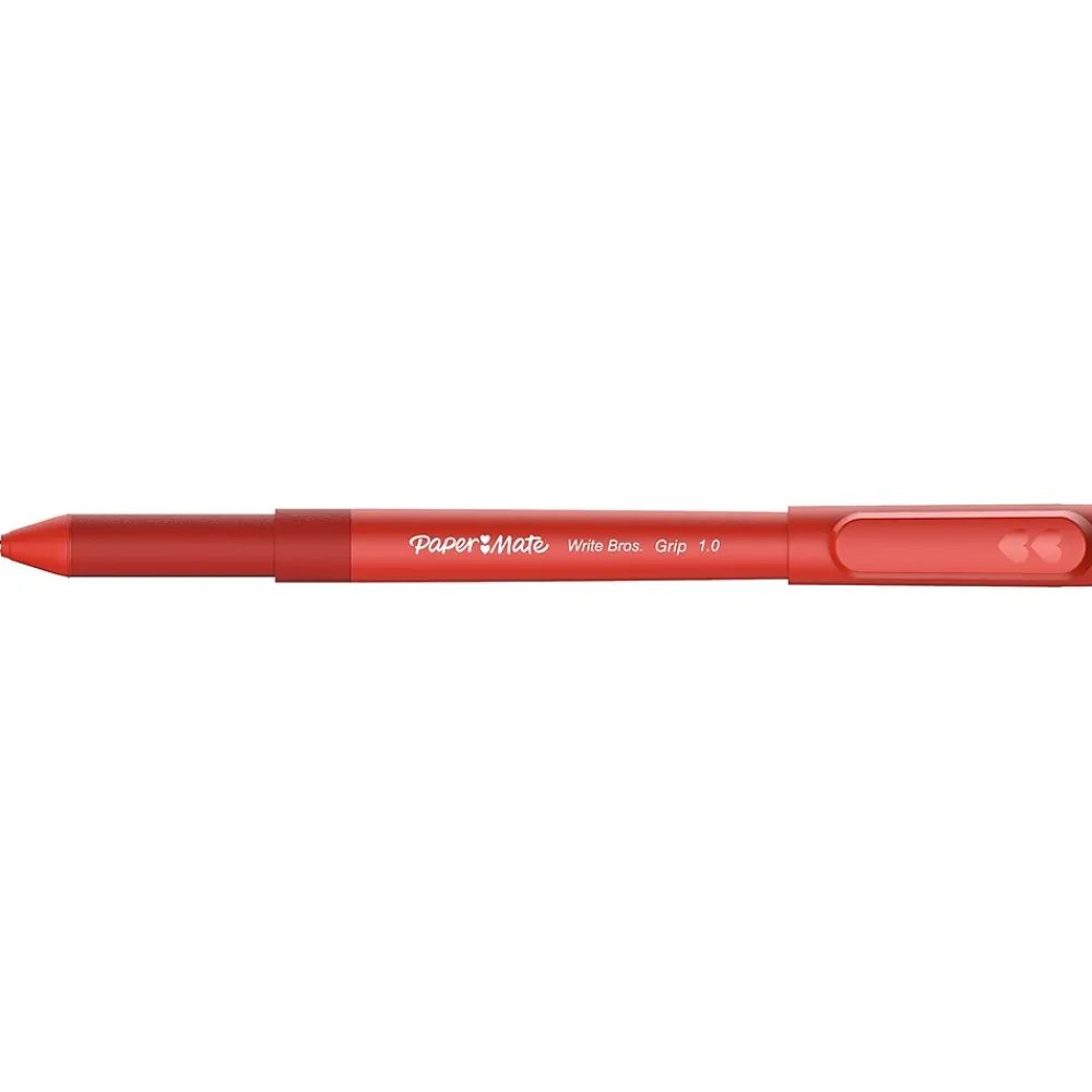 Pens|Paper Mate Write Bros. Grip Ballpoint Pen, Medium Point, Red Ink, Dozen (8808187)