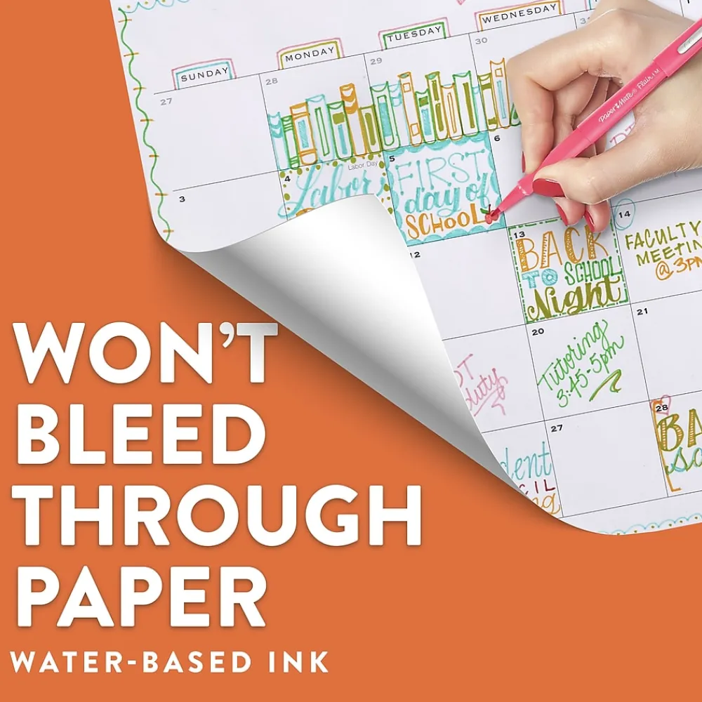 Pens|Paper Mate PaperMate Flair Felt Pen, Medium Point, 0.7mm, Red Ink, 4 Pack (84244)