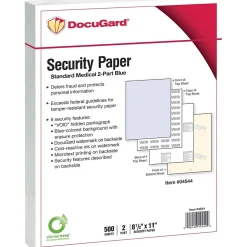 Security & Carbon*Paris DocuGard 8.5" x 11" Medical Security Paper, 24 lbs., Blue and Canary, 500 Sheets/Ream, 2500/Carton (04544P)