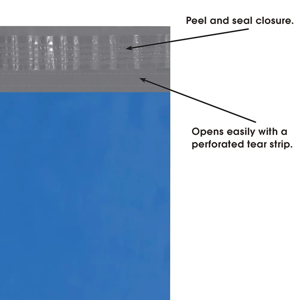 Partners Brand Colored Poly Mailers, 12" x 15.5", Blue, 100/Case (CPM1215BL)