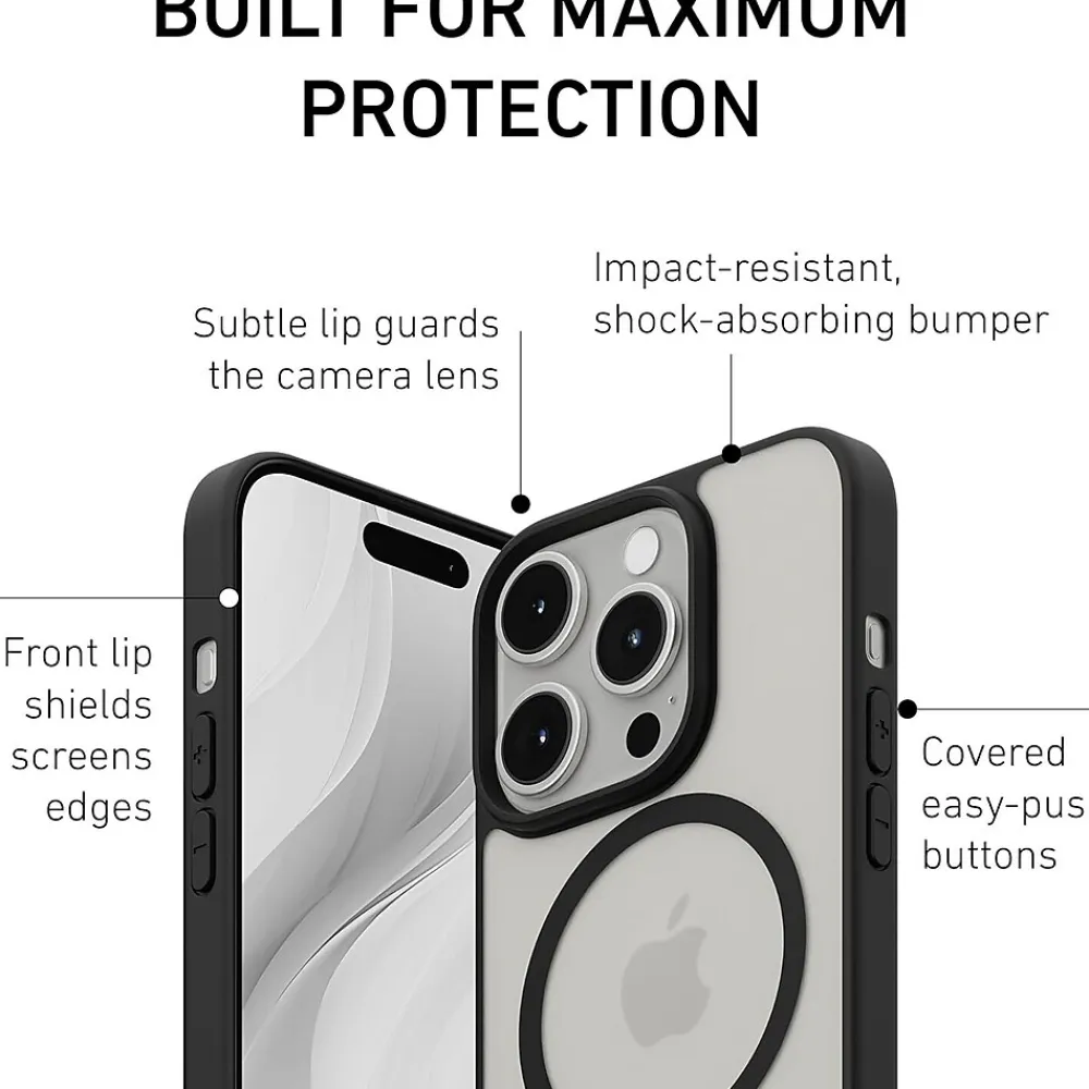 PEEL Bumper Series MagSafe Phone Case for iPhone 15 Pro Case, Shock Absorbing, Black (I15_PRO_BUMPER_BLACK)