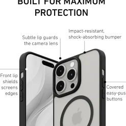 PEEL Bumper Series MagSafe Phone Case for iPhone 15 Pro Max Case, Shock Absorbing, Black (I15 PROMAX BUMPER BL)